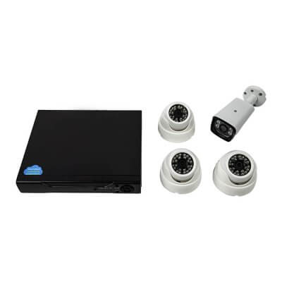Комплект видеонаблюдения AHD (регистратор, 3 внутренние камеры, 1 внешняя камера (белые), блок питания 2А)-1