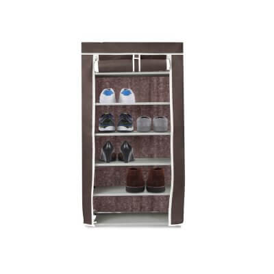 Тканевый шкаф для обуви на 6 полок 60х30х108 см коричневый-1